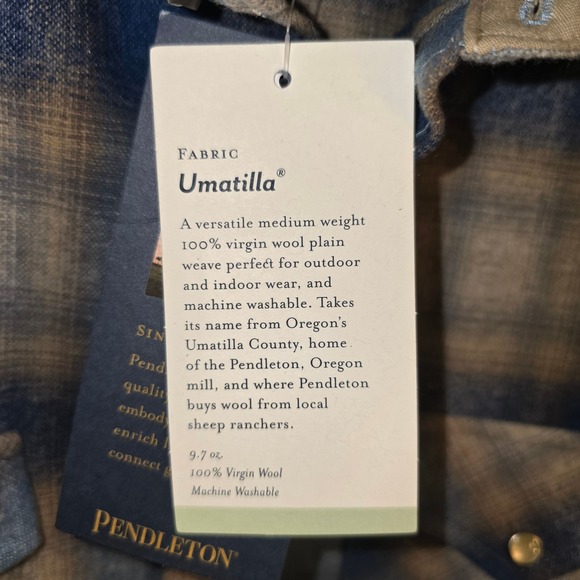 NEW Pendleton Canyon Western Shirt XL Mens Blue Plaid Umatilla Wool Pearl Snap - Picture 3 of 7